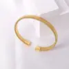 Real Gold Plated 304 Stainless Steel PVD Coated Solid Color Waterproof Non Tarnish Braid Bangle