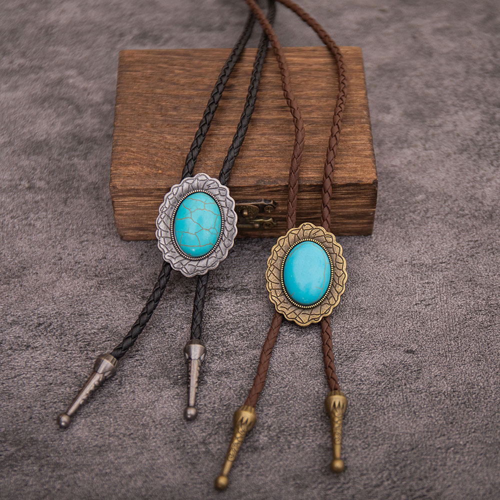 Wholesale Turquoise Pattern Alloy Aessories lo Tie Fashion Collar Necklace