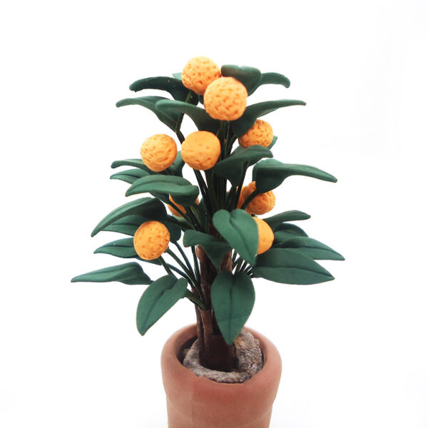 Wholesale 1:12 doll house accessories dollhouse mini clay flower plant orange tree potted orange tree model