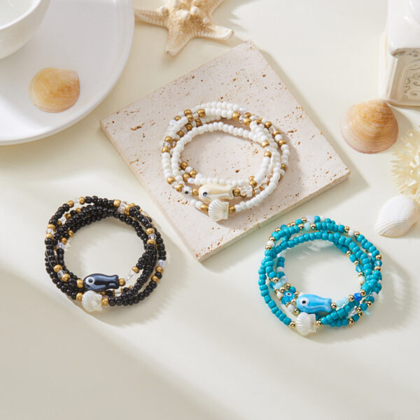 Wholesale Cross-border Explosions Bracelet Ceramic Fish Shell Rice Bead Bracelet 4 suit Women Fashion Personality Girlfriend Bracelet Jewelry