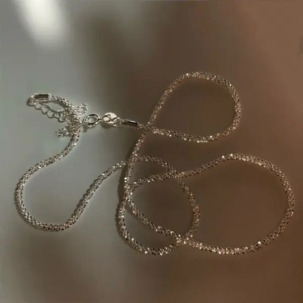 Wholesale Simple Style Solid Color Copper Inlay Rhinestones Silver Plated Bracelets Necklace