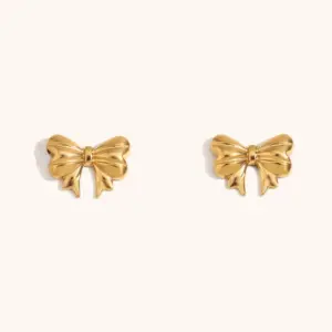 Mini Classic Bow Stud Earrings-Gold