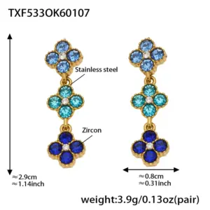 TXF533-Blue Zircon Earrings