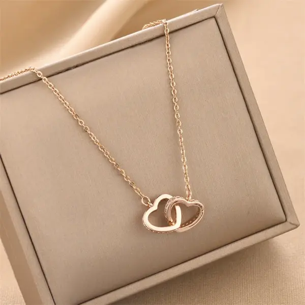 Wholesale Real Gold Plated Heart Shape 304 Stainless Steel Copper Fashion Waterproof Non Tarnish Pendant Necklace