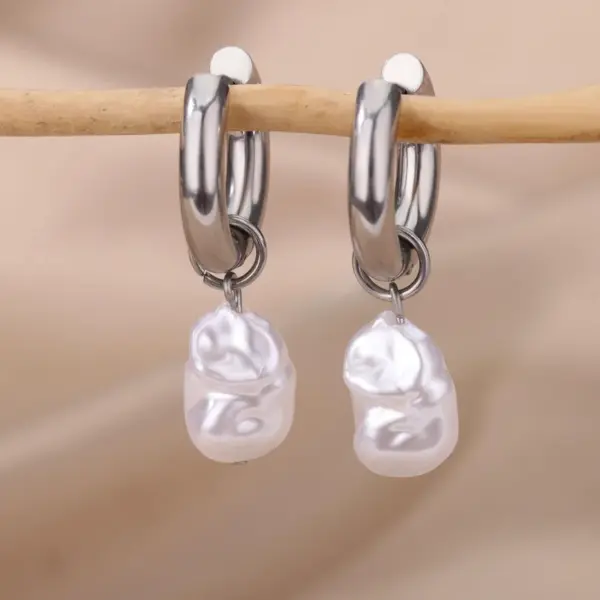 Elegant White Gold Imitation Pearl Snowflake Women's Drop Earrings 18K Gold Plated Small Flower Geometry Simple Daily Wedding Jewelry Accessories