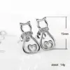 Wholesale Fashion Cute Hollow Inlaid Zircon Cat Copper Earrings Wholesale
