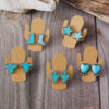 Wholesale Cross-Border Hot Selling Cactus Star Bull Head Heart Turquoise Earrings Necklace Set Simple Color Alloy Jewelry