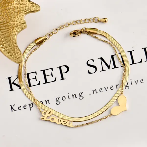 Wholesale Lady Heart Shape Titanium Steel Women's Anklet