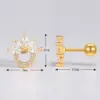1 Piece Streetwear Moon Heart Shape Flower Plating Inlay Stainless Steel Copper Zircon Ear Studs