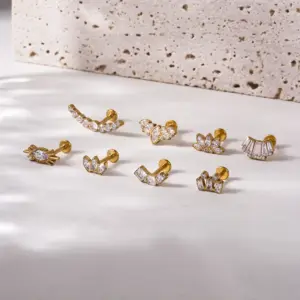 1 Piece Ear Cartilage Rings & Studs Fashion Geometric Pure Titanium Plating Zircon