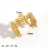 PVD Coated Real Gold Plated 18K Gold Flower 304 Stainless Steel French Style IG Style Waterproof Non Tarnish 304 Stainless Steel Bangle