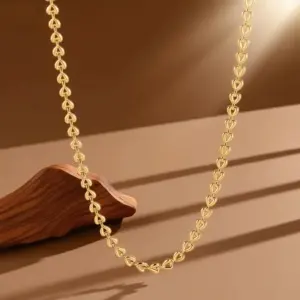 X0417-Heart-shaped Collage Necklace - Gold