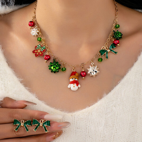 Wholesale Christmas tree gingerbread man bow necklace