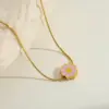 Wholesale Gold Plated 18K Stainless Steel Flower Pendant Necklace Women's Casual Cute Artistic Design Four Seasons Versatile Jewelry