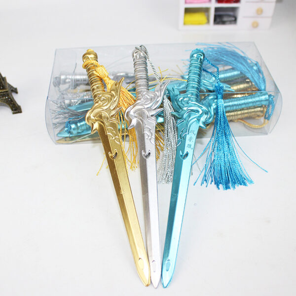 Wholesale South Korea Creative Sword Gel Pen Long Sword Tassel Blue Core Weapon Pen Student Stationery 8716