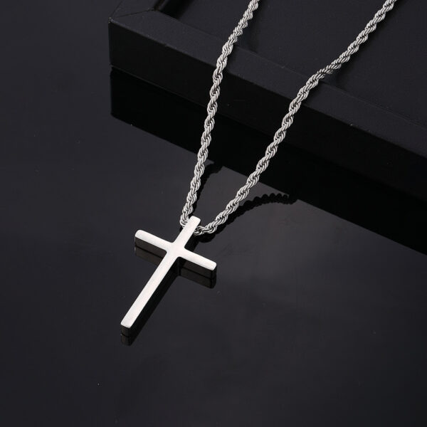 Wholesale European and American cross-border hip hop titanium steel glossy cross pendant men's stainless steel necklace Yiwu small jewelry electroplating