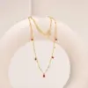 Copper 18K Gold Plated Inlay Colorful Zircon Pendant Necklace