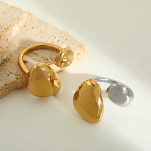 Wholesale PVD Coated Real Gold Plated 18K Gold Irregular Geometric 304 Stainless Steel Casual Elegant Simple Style Waterproof Non Tarnish Open Rings