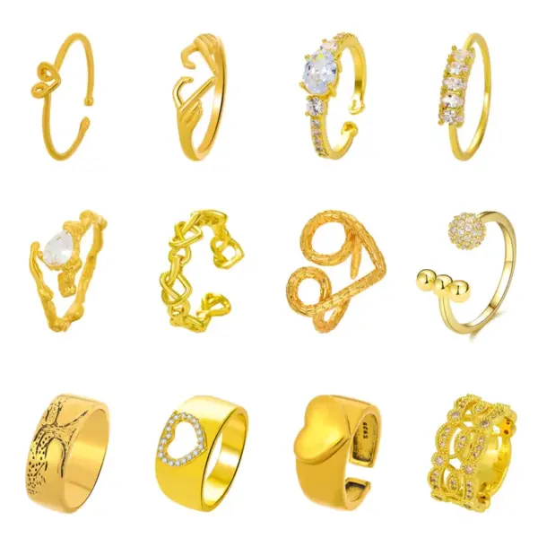 Wholesale Retro Heart Open Ring Female Fashion Geometric Butterfly Copper Ring