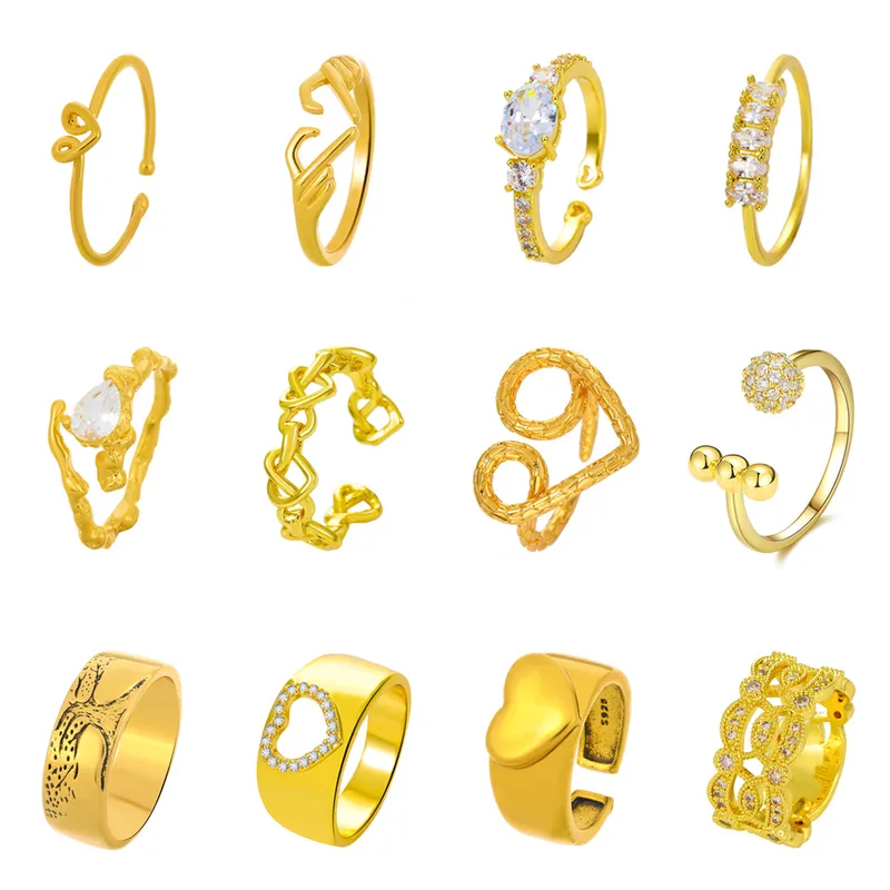 Wholesale Retro Heart Open Ring Female Fashion Geometric Butterfly Copper Ring