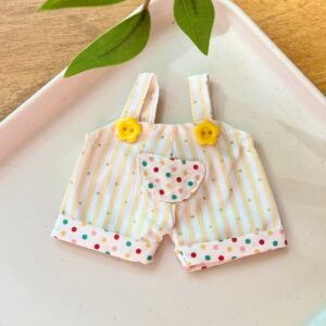 Yellow striped polka dot overalls
