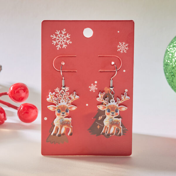 Wholesale Christmas Cartoon Reindeer Acrylic Earrings