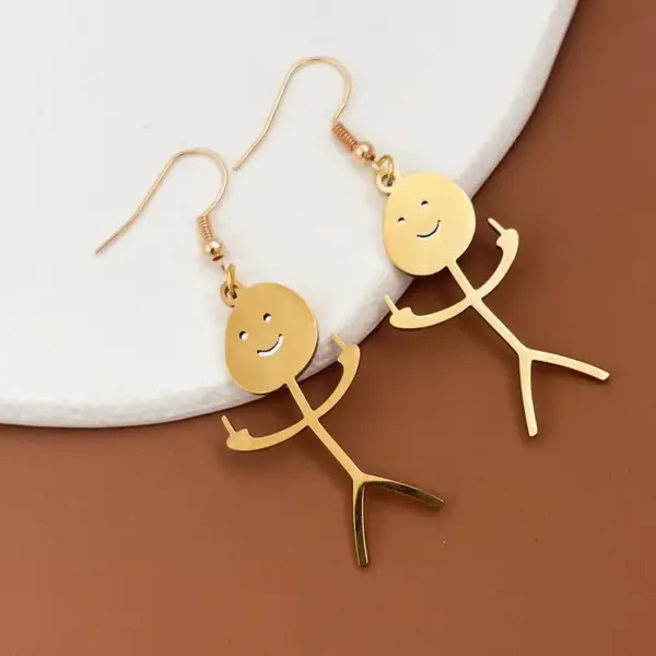 Wholesale Stainless Steel Gingerbread PVD Coated Gold Plated Casual Waterproof Non Tarnish Earrings
