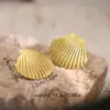 Wholesale 201 Stainless Steel 304 Stainless Steel Geometric Heart Shape Shell Electroplating Stone-Free Golden Plated Elegant Classic Style Streetwear Ear Studs