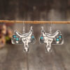 Wholesale Bohemian Western Style Saddle Inlaid Turquoise Alloy Earrings