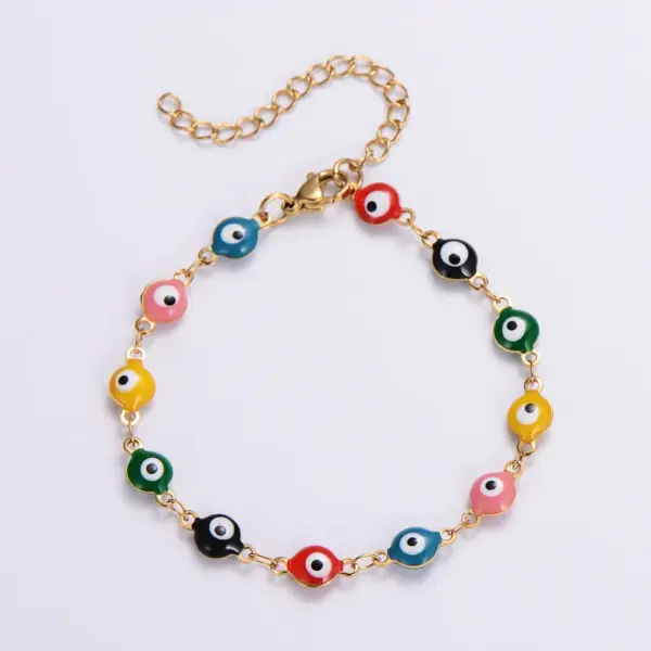 Wholesale PVD Coated 18K Gold Plated Devil'S Eye 304 Stainless Steel Classical Roman Style Waterproof Non Tarnish Bracelets Necklace