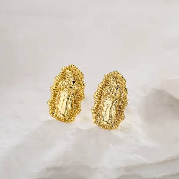 Wholesale Fashion Plated Real Gold Micro Inlaid Zircon Virgin Geometric Copper Ear Stud Earrings