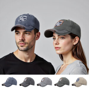 Wholesale Spring Cross-Border Washed Cotton Amazon Stereo Embroidered Baseball Cap Washed and Distressed Chicago Peaked Cap B1172