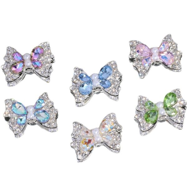 Wholesale Double-sided cute alloy bow straight hole loose beads beaded DIY mobile phone chain key chain bag chain jewelry accessories