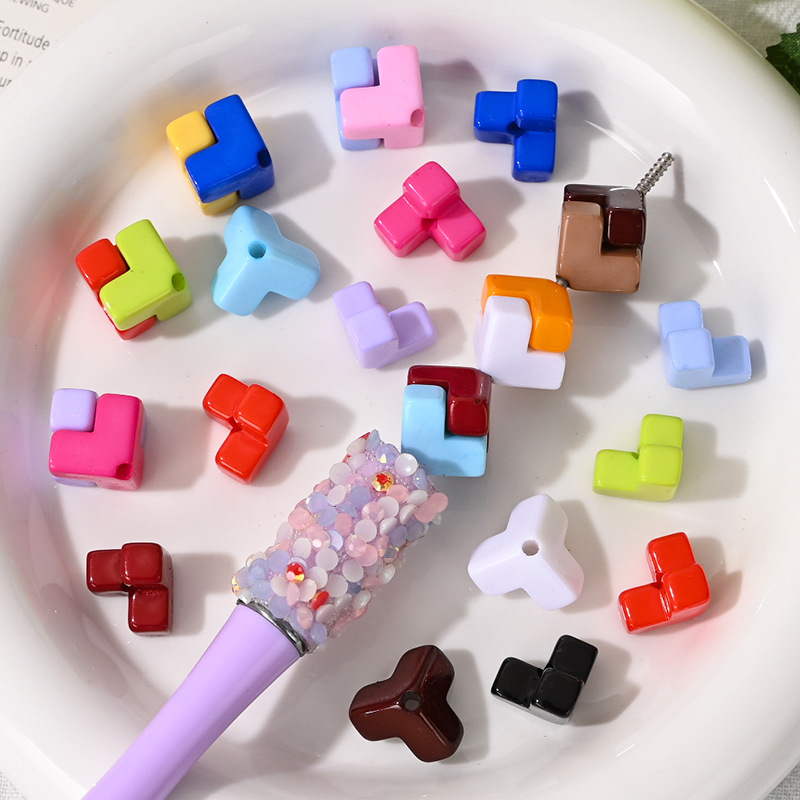 Wholesale Acrylic dopamine splicing oblique hole square stacking loose beads