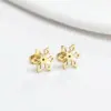 Wholesale PVD Coated 18K Gold Real Gold Plated Snowflake 304 Stainless Steel Simple Style Waterproof Non Tarnish Ear Studs