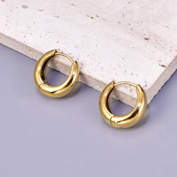 Wholesale 304 Stainless Steel Solid Color PVD Coated 18K Real Gold Plated 18K Gold Vacation Classic Style Waterproof Non Tarnish Plating Gold Silver Earrings