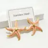 304 Stainless Steel Starfish Ion Plating (IP) Golden Plated Lady Waterproof Non Tarnish Gold Ear Studs
