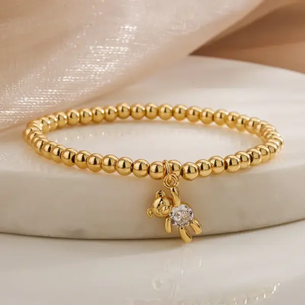 Wholesale Casual Cute Simple Style Bear Copper Plating Inlay Zircon 18k Gold Plated Bracelets