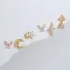 Wholesale Fashion Pentagram Moon Flower Copper Inlay Zircon Earrings 6 Pieces