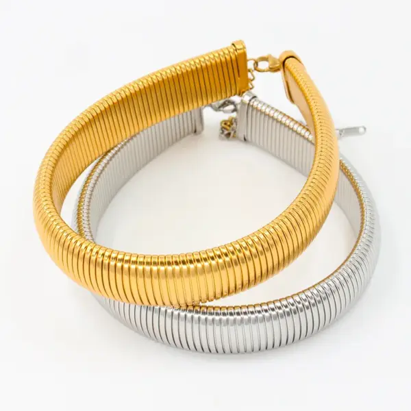 Wholesale 304 Stainless Steel 18K Gold Plated Lady Solid Color Choker