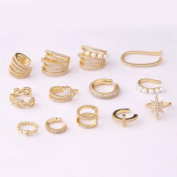Ear Cartilage Rings & Studs Fashion C Shape Copper Plating Inlay Pearl Zircon