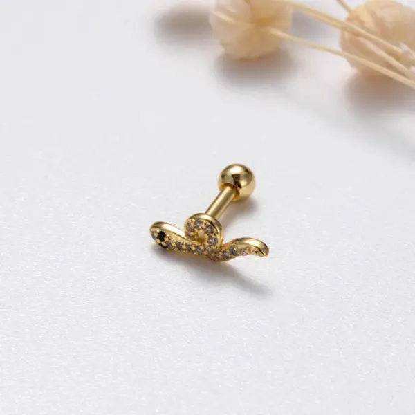 1 Piece Halloween Sweet Simple Style Cross Snake Spider Plating Inlay Copper Zircon Cartilage Earrings