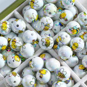 Wholesale 10pcs Yellow Bee Acrylic Beads