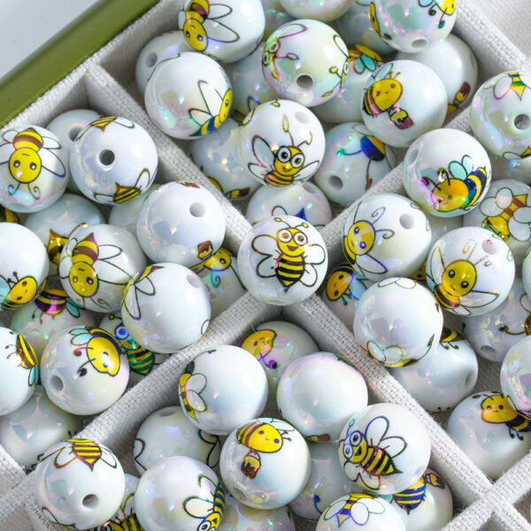 Wholesale 10pcs Yellow Bee Acrylic Beads