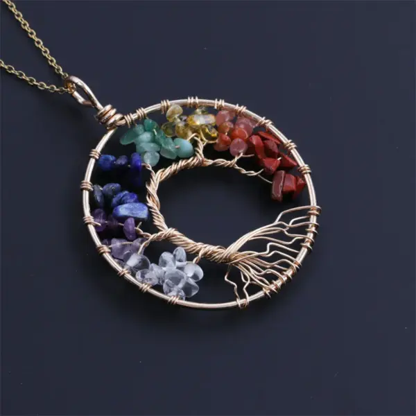 Wholesale Fashion Tree Life Tree Alloy Natural Stone Natural Stone Necklace In Bulk