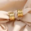 Wholesale PVD Coated Real Gold Plated 18K Gold Gold Plating C Shape 304 Stainless Steel Fashion Waterproof Non Tarnish Hoop Earrings