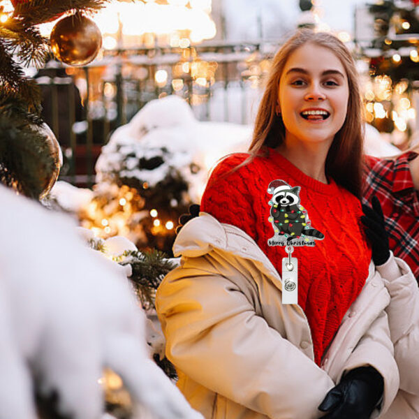 Wholesale Christmas glitter acrylic sloth dinosaur crane puppy retractable rotating alligator clip badge easy pull-up buckle