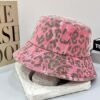 oly-489e07bb061c394e690eeb2905d53879 Wholesale 2025 New Pink Leopard Print Ripped Baseball Cap, Fisherman's Hat, Women's Early Spring Fashionable Bucket Hat, Face-Slimming Cap, Men's Front Cap