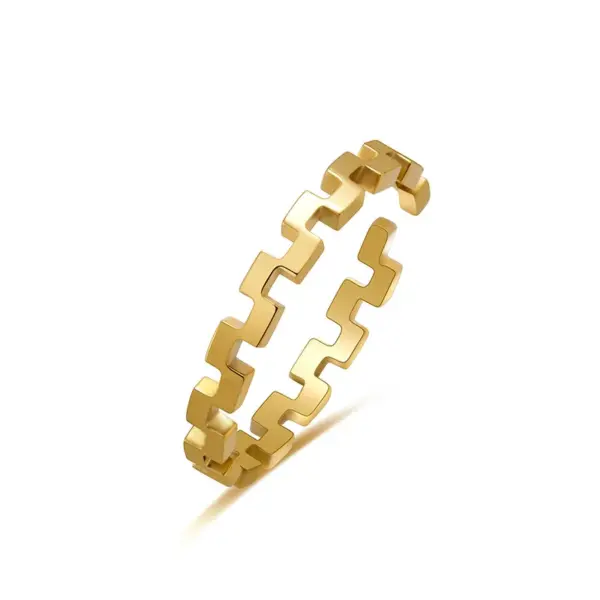 PVD Coated 18K Gold Real Gold Plated Geometric 304 Stainless Steel Simple Style Waterproof Non Tarnish Rings