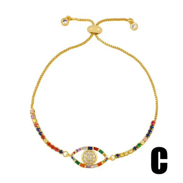 Copper Plating Devil'S Eye Artificial Gemstones Copper Bracelets